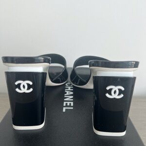 Chanel limited black and white mules size 37.5